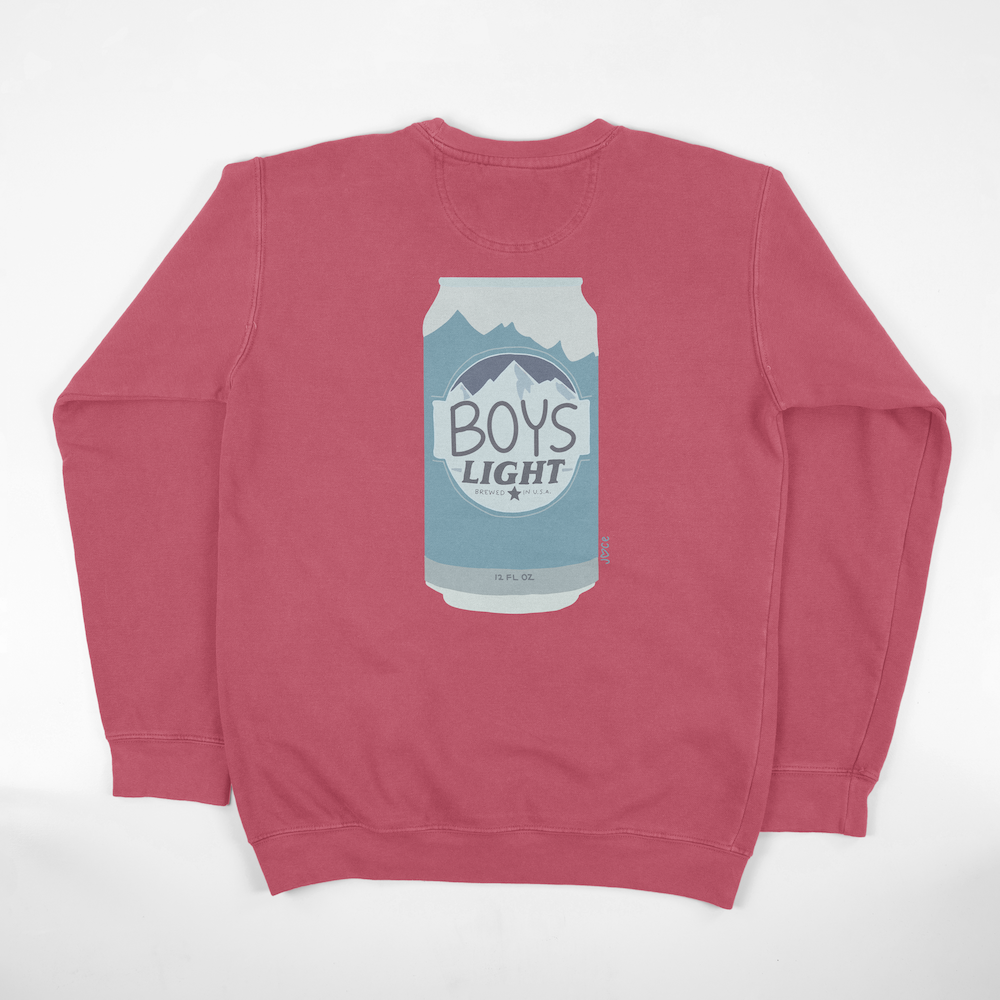 boys light beer - crimson crewneck sweatshirt