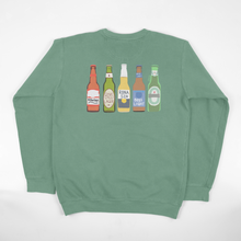 Load image into Gallery viewer, beer bottles - light green crewneck sweatshirt
