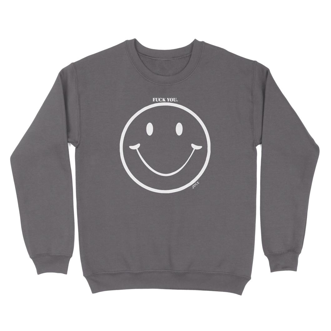 fu smiley - smoke grey crewneck sweatshirt