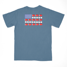 Load image into Gallery viewer, pong flag - blue jean tee
