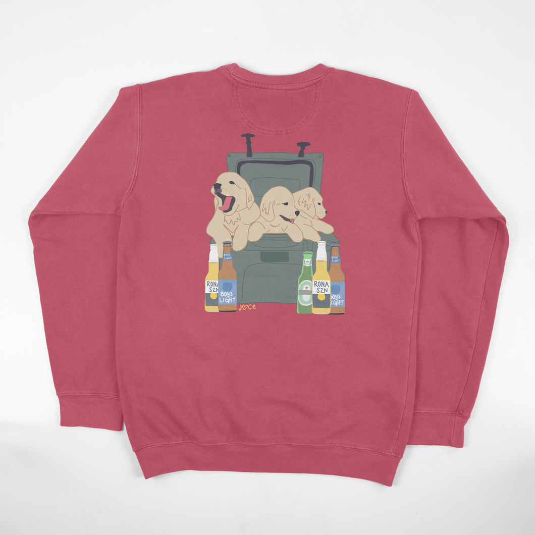 bitches + beer - crimson crewneck sweatshirt