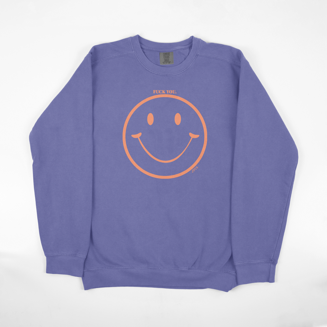 fu smiley - violet crewneck sweatshirt